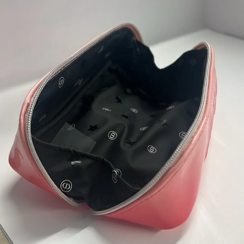 Dior Pink Gradient Patent Zip Logo Clutch Pouch